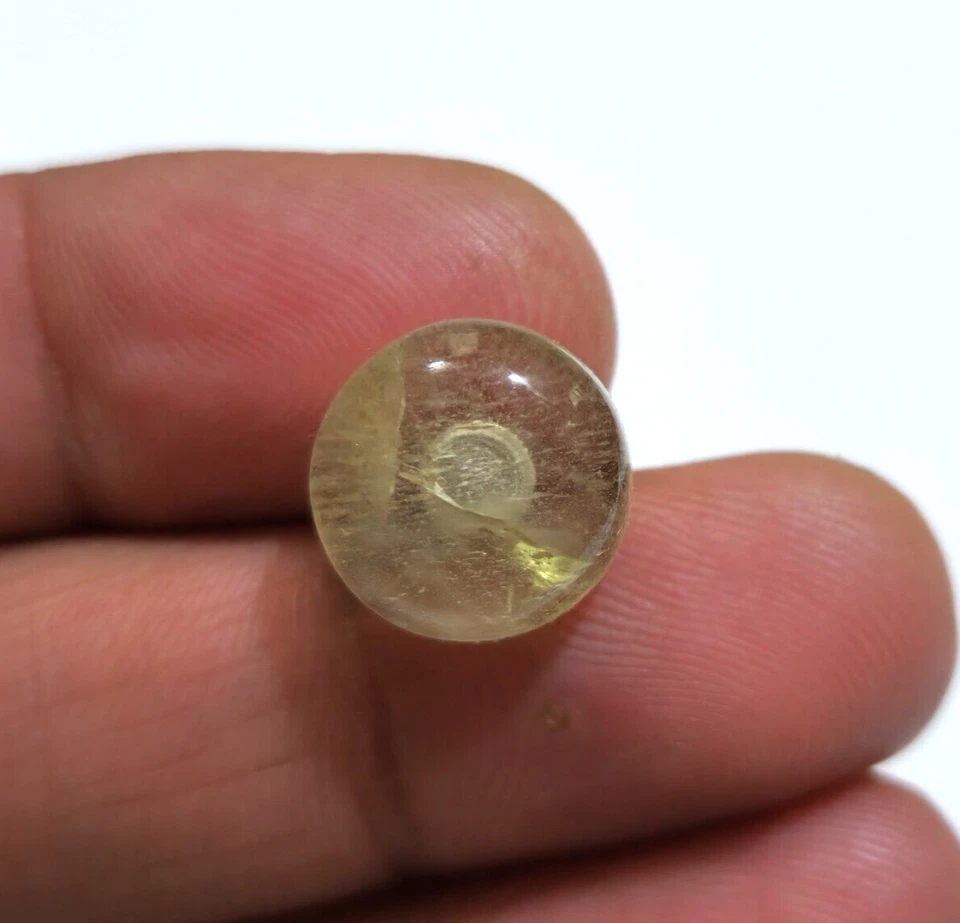 Beautiful Heliodor Aquamarine Round Cabochon 11 Crt Loose Gemstone For Jewelry - Image 3 of 4