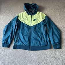 NEW Nike Jacket Boys Extra Large Blue Green Windrunner Windbreaker Hooded Preppy