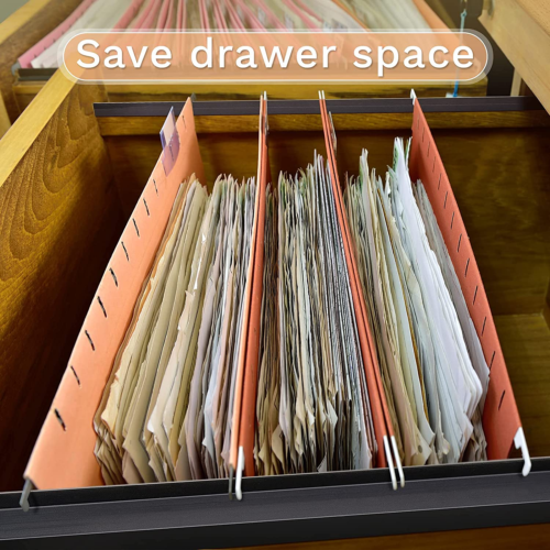 Leinuosen 6 Pcs Drawer File Folders PVC Hanging File Rails Black File Cabinet Ra - Picture 7 of 12