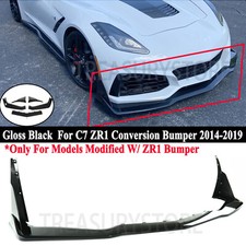 For Corvette C7 Zr1 Conversion Bumper 2014-2019 Gloss Black Front Lip Winglets