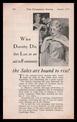 1931 Dorothy Dix ''Aid To Femininity'' Lux Soap Lever Bros Cambridge MA Print Ad