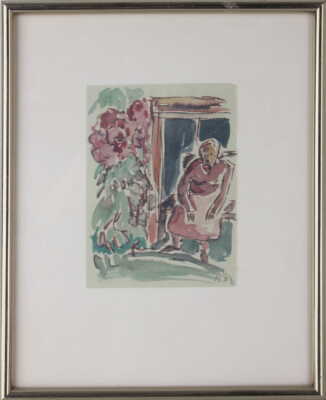 Palatinate Peasant Woman Sitting At House Watercolour Monogrammed A.K. (19)96