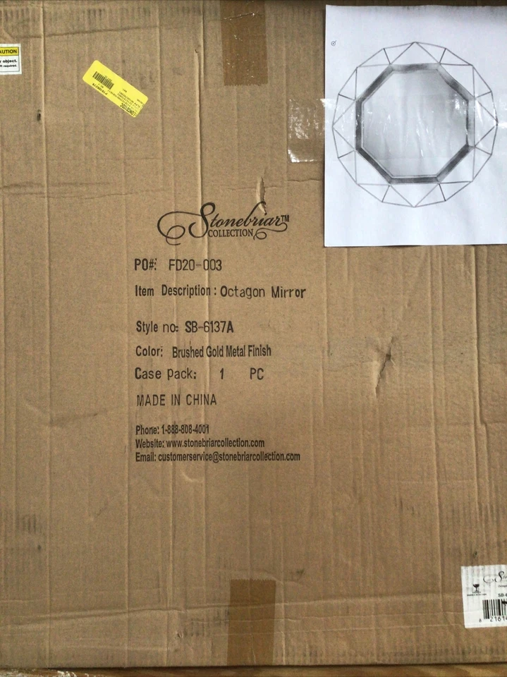 Stonebriar SB-6137A Gold Geometric Wall Mirror 30 x 30 - Image 2 of 2