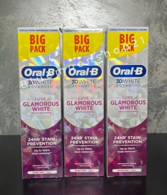 3 x 100ml Oral-B 3D Luxe Glamorous White Toothpaste