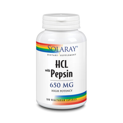Solaray HCL with Pepsin -- 650 mg - 100 Capsules