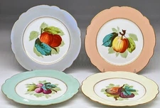 Antique German Hand-Painted Unmarked Porcelain Plates Pastel