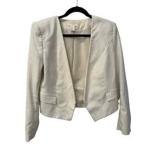 H M Ivory Cream Open Shoulder Padded Blazer Jacket Size 12