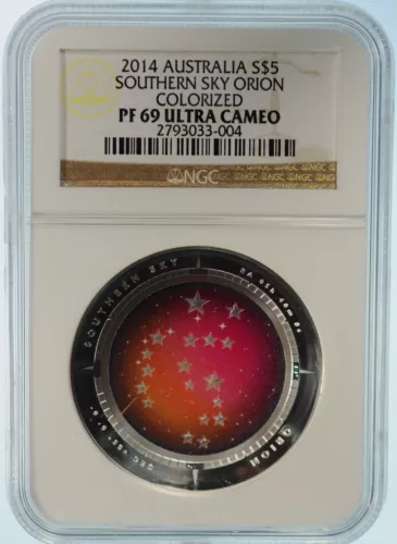 2014 Australia S$5 Southern Sky Orion Colorized NGC PF69 Ultra Cameo