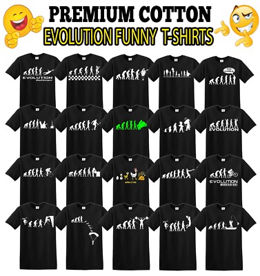 Lustige Evolution T-Shirts Herren Neuheit Witz Geburtstag Geschenk Party Tops T-Shirts