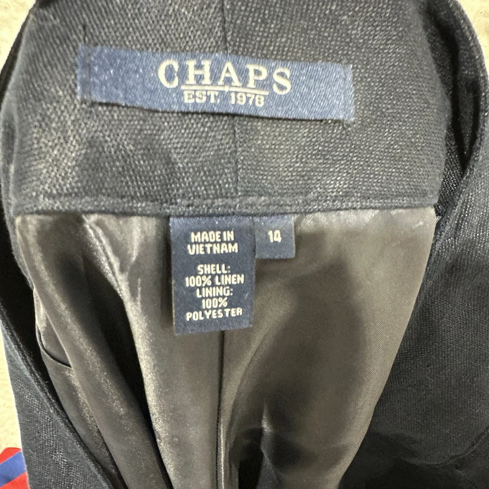 Chaps Women’s Navy Blue BARBADOS 100% Linen Pants Size 14 - Image 3 of 4