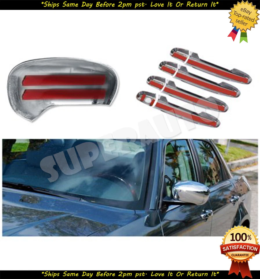 Espejo retrovisor cromado completo + superposición de manija para Chrysler 300/300C Dodge Magnum 2005-2010 Foto 2 de 4