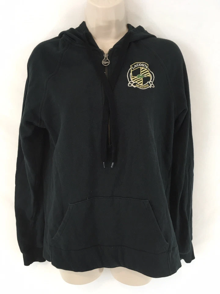 LaCoste Alligator 44 Negro Media Cremallera Algodón Pullover Sudadera con Capucha Sudadera Foto 2 de 4