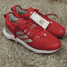 Adidas Pure Hustle Baseball Cleats Mens Size 7.5 Red Silver Lace Up NEW