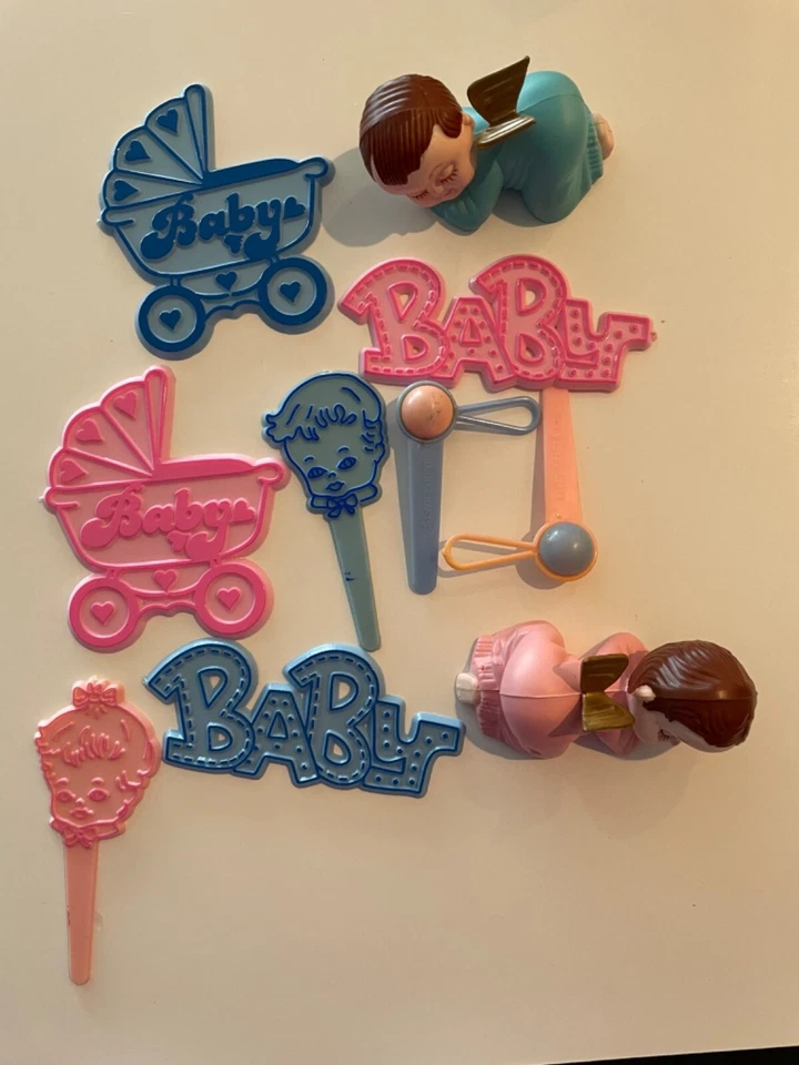 Panadería Artesanía Pastelera Kit Decoraciones Rosa y Azul Baby Shower Foto 2 de 4