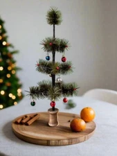 Christmas Bethany Lowe Inspired USA German Goose Feather Tree w/ Red Berries 14"