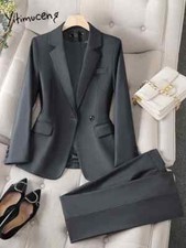 Black Office Ladies Pants Suits Women Blazer Jacket Suits Pants 2 Piece Set