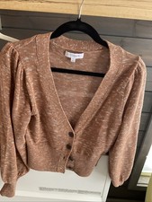 INTERMIX Multicolor Ribbed Knit Cardigan Sweater And Tank Cotton Blend