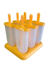 Popsicle Molds Ice Pop Molds Makers With Sticks 6 Pack Reusable Groovy Orange