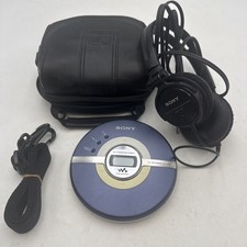 Vtg Sony D-EJ100 Blue CD Walkman Sony Headphones Bundle Case Logic Bag NO POWER