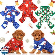3 Pieces Christmas Dog Pajamas Dog Jumpsuit Santa Snowman Pet Clothes Christm