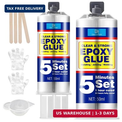 Epoxy Glue 3.4oz - 5 Minute Foundry Epoxy Adhesive for Fast Repair - Clear 2 Par