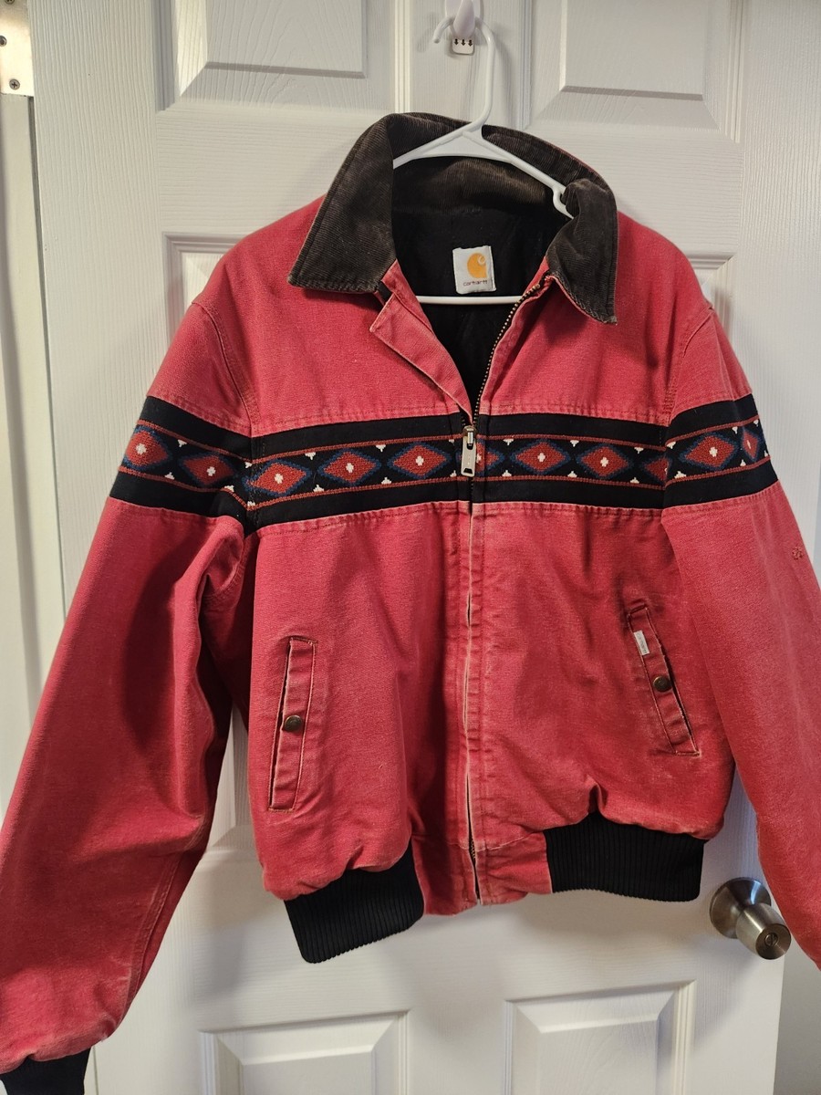 vintage 90s Carhartt Santa Fe Aztec Jacket in Red Size Med RARE | eBay