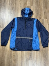 Vtg 90s Nike Blue 1/2 Zip Pull Over Anorak Red Tag Jacket Size Med Orange Swoosh