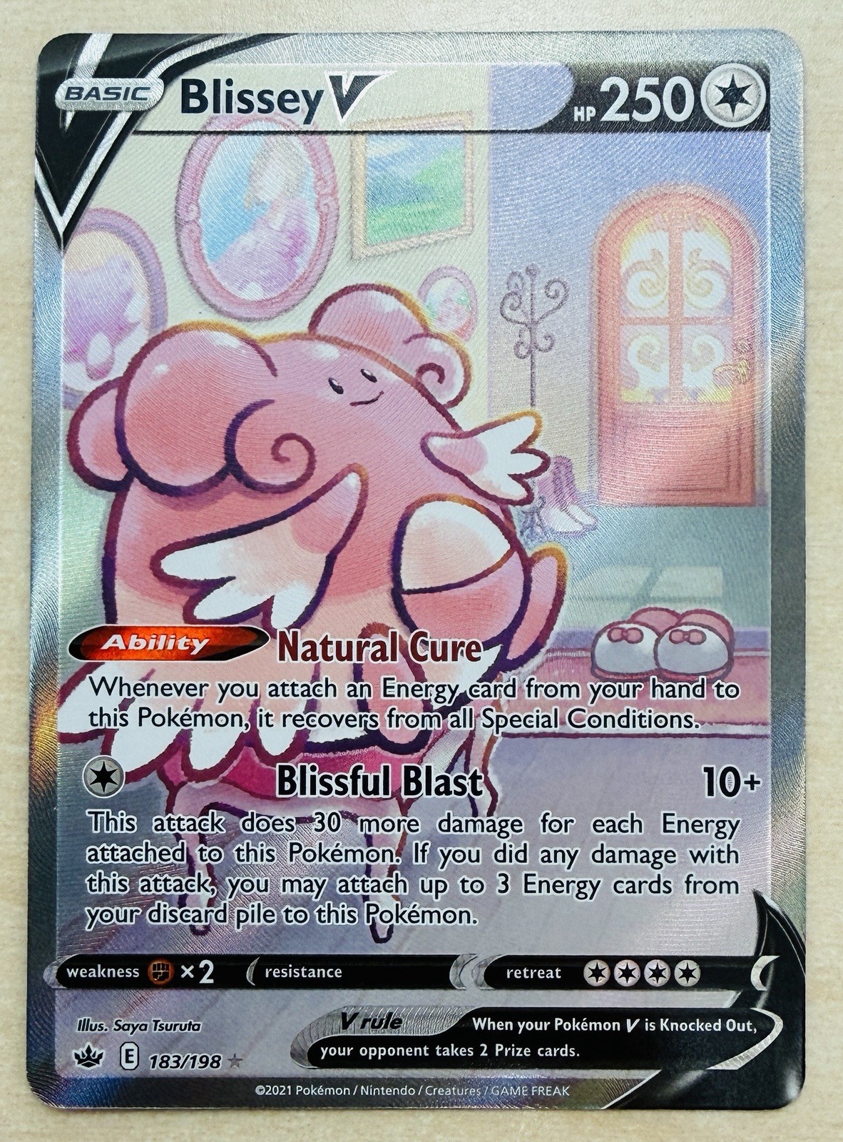 Blissey V 183/198 - SWSH Chilling Reign  Alt Art Holo Rare - Pokemon TCG Card NM