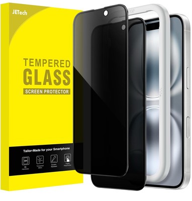 JETech Privacy Full Coverage Screen Protector for iPhone 16 6.1-Inch 4 count 2Pk