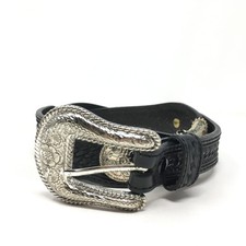 MEF Western Belt Womens Size 28 Small S Black Leather Medallions Southwestern