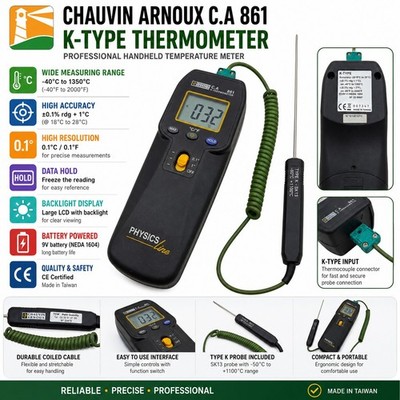 Chauvin Arnoux C.A 861 K-Thermometer -40C to 1350C. K Type 0.1%