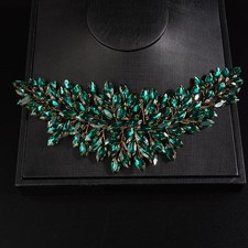 Dark Green Crystal Wedding Hair Vine Bridal Headband Headpiece Accessory Tiara