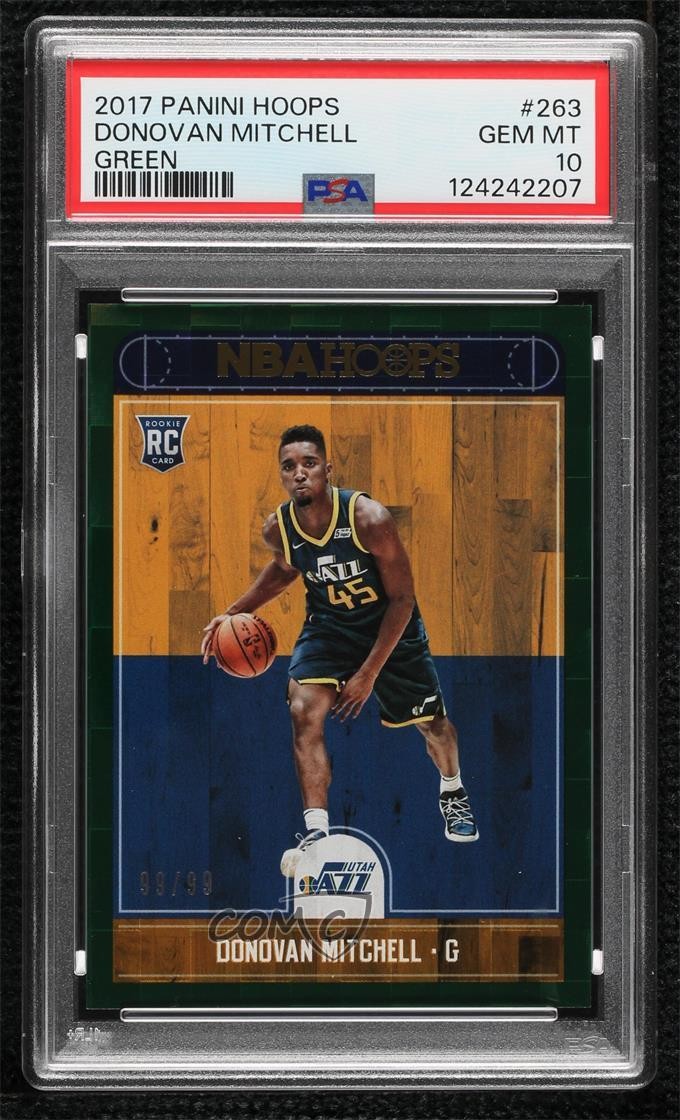 2017-18 Panini NBA Hoops Green 99/99 Donovan Mitchell #263 PSA 10 GEM MT 0t1