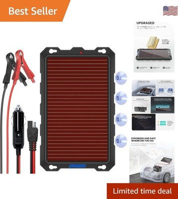 Sleek Waterproof Solar Battery Charger - Perfect for Cars, RVs & Powersports