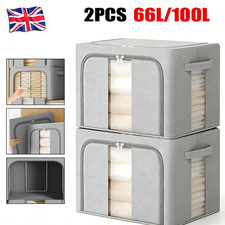 2Pcs 100L Storage Box for Clothes Folding Wardrobe Organizer Tidy Heavy Duty UK
