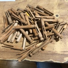 Vintage Antique Wooden Clothes Pins Lot Of 43 4 Inch Weathered Primitive