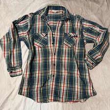 Vintage Frostproof Plaid Flannel Button Shirt XL Made In USA 100 Cotton