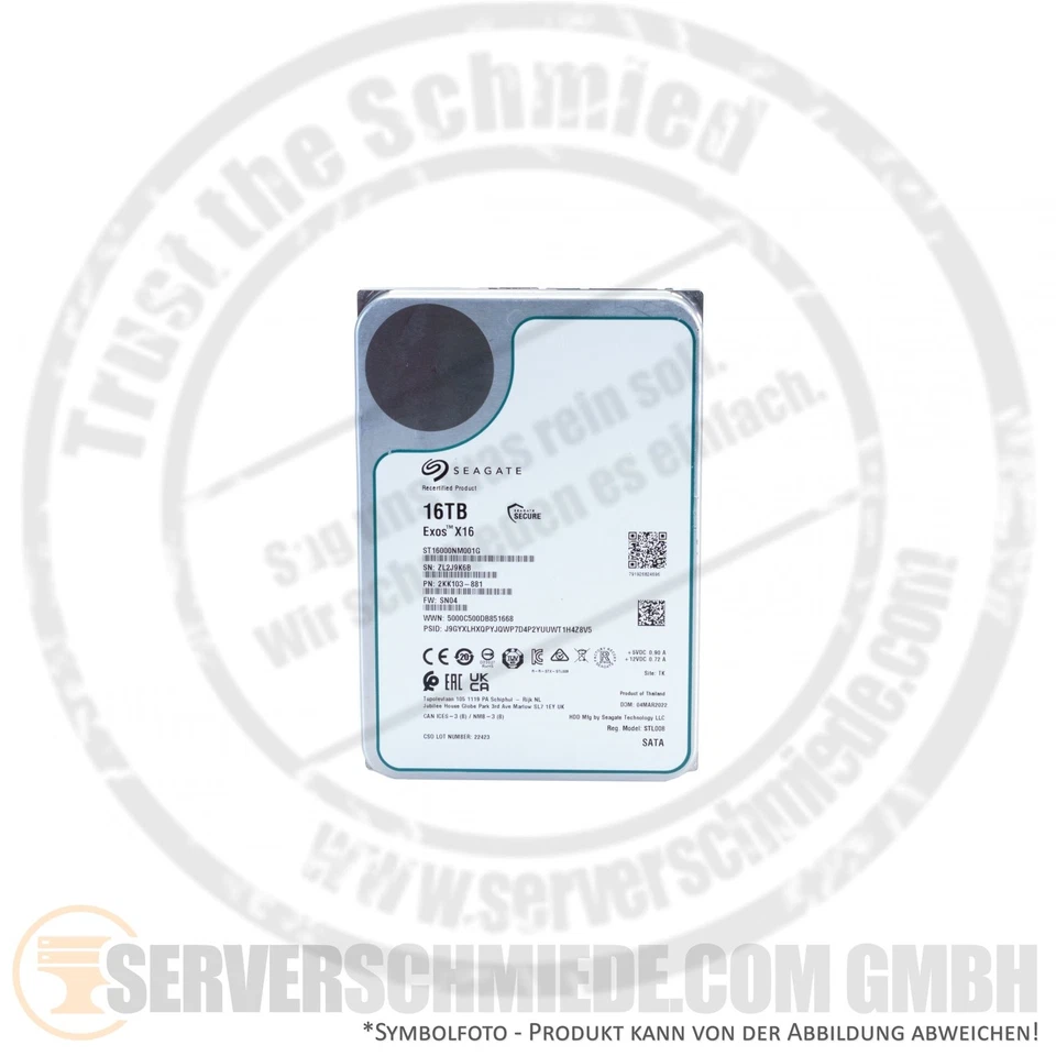 16TB 3,5" LFF SATA HDD Seagate EXOS X16 24/7 Enterprise Festplatte +zero hours+ - Bild 4 von 4