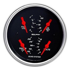 1412 Designer Black Quad Gauge, 3.375 in.