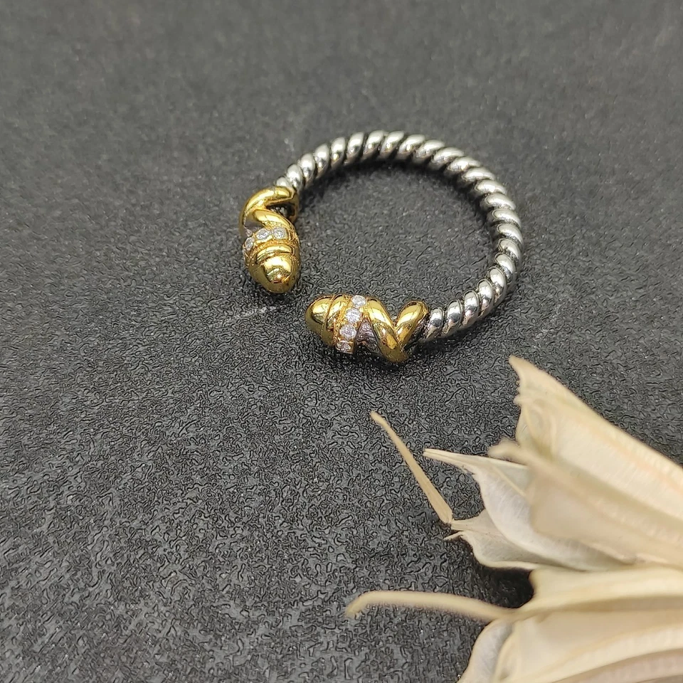 DAVID YURMAN 925/18K DOME HELENA RING PAVE DIAMOND SZ US 7 - Image 3 of 4