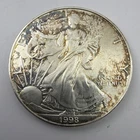 1998 American Silver Eagle 1 oz .999 Fine Silver BU Dollar Coin Toned