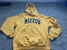 Missouri Tigers Hoodie Mens Large Yellow Champion Pullover Sweatshirt Mizzou