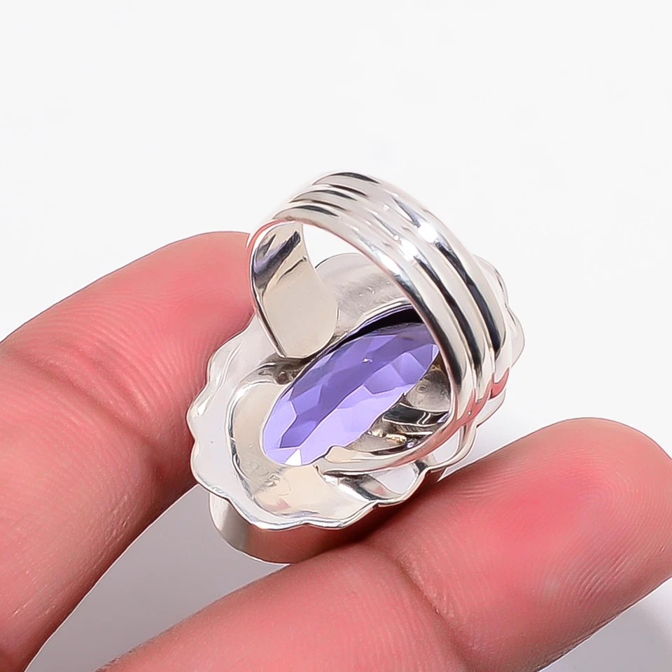 Anillo de cuarzo de alejandrita sólido de plata de ley 925 regalo de Navidad, anillo elegante Foto 4 de 4
