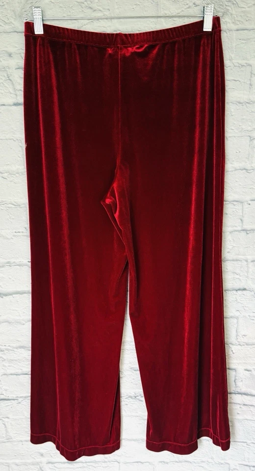 Pantalones de terciopelo rojo Y2K de colección para mujer grandes Elementz Vamp gótico pierna ancha Foto 2 de 4