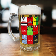 Man Utd Retro Shirt Montage Beer Glass Great Fans Gift Classic Kits