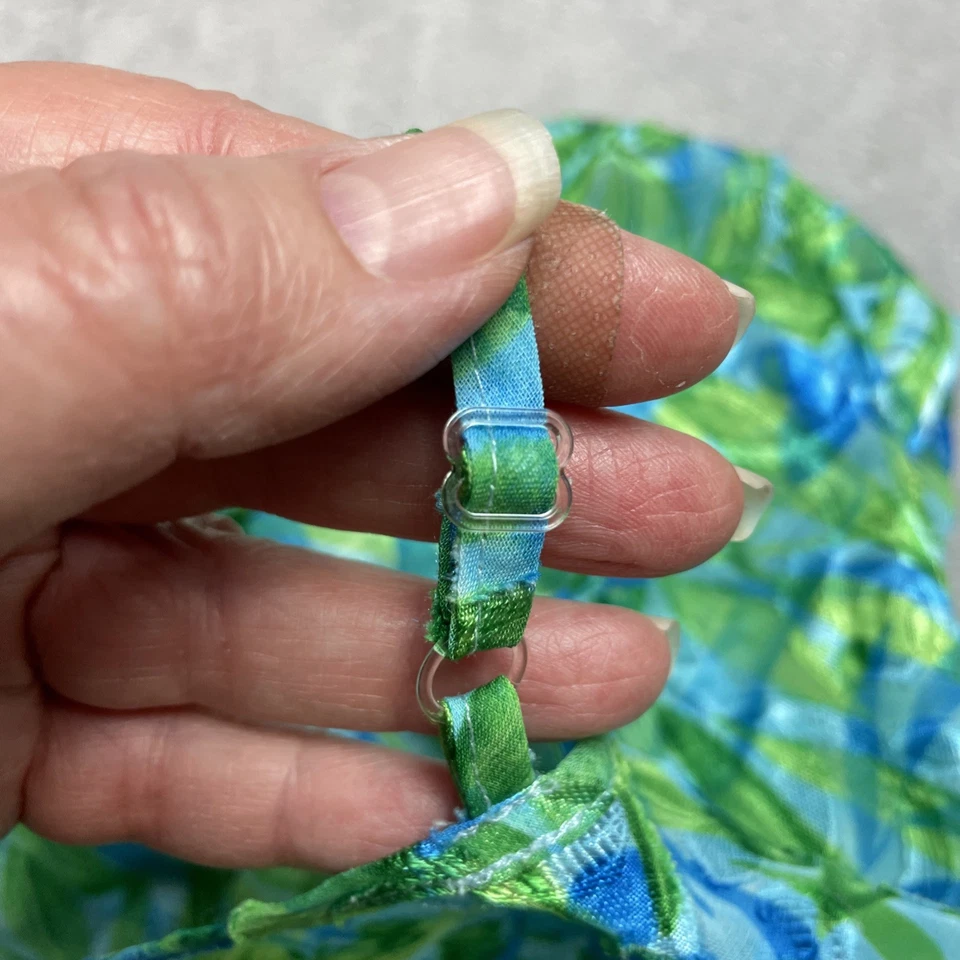 Morgan Taylor Intimates Chemise & Bata Mujer M Verde Azul Floral Cinturón Volantes Foto 4 de 4