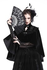 DARK IN LOVE Womens Black Gothic Victorian Lace Hand Fan Steampunk