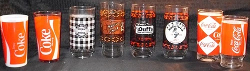 8 Vintage Coca-Cola Glasses   16Oz .  12oz 1980s/1990s
