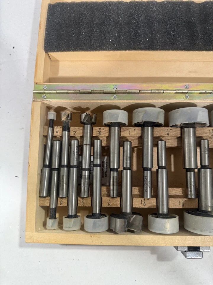 Juego de brocas Forstner de 16 piezas estuche de madera TAMAÑOS DE BROCA 1/4-2-1/8 Foto 4 de 4