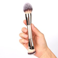 Dual-Ended Foundation Brush: Round  Angled Pro-Grade makeup brushes, 100 Vegan